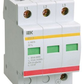 Ограничитель перенапряжения ОПС1-B 3P IEK MOP20-3-B