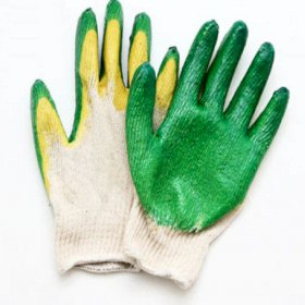 Перчатки 2й облив белые-зеленые 